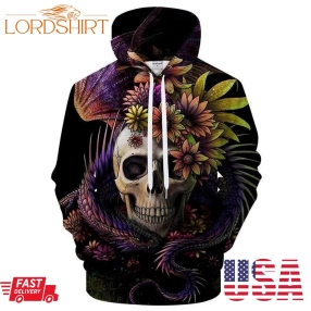 Flowery Skull 3D Sweatshirt Hoodie Pullover