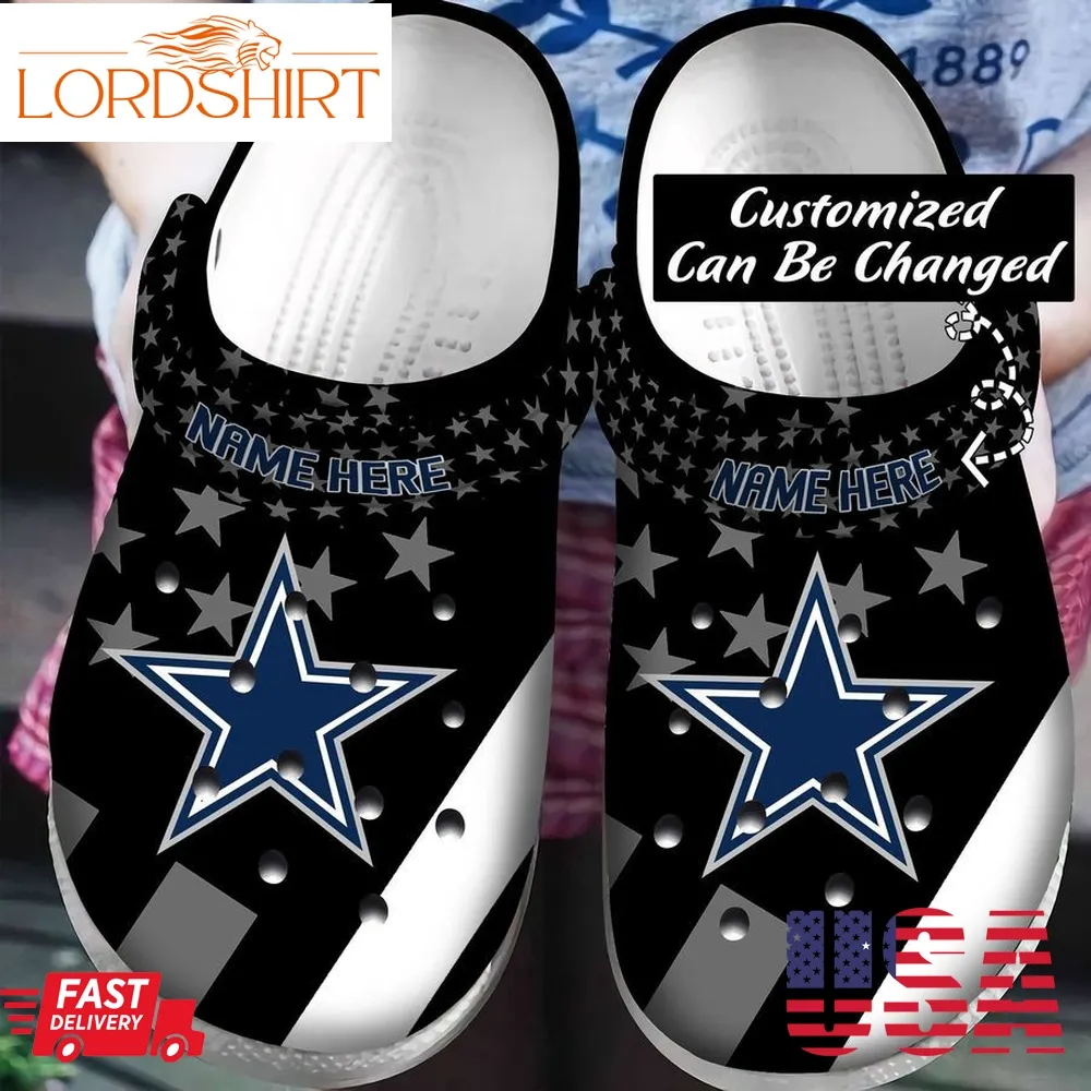 Football Dallas Cowboys Star New Custom Name Crocs Crocband Clog Comfortable Water Shoes