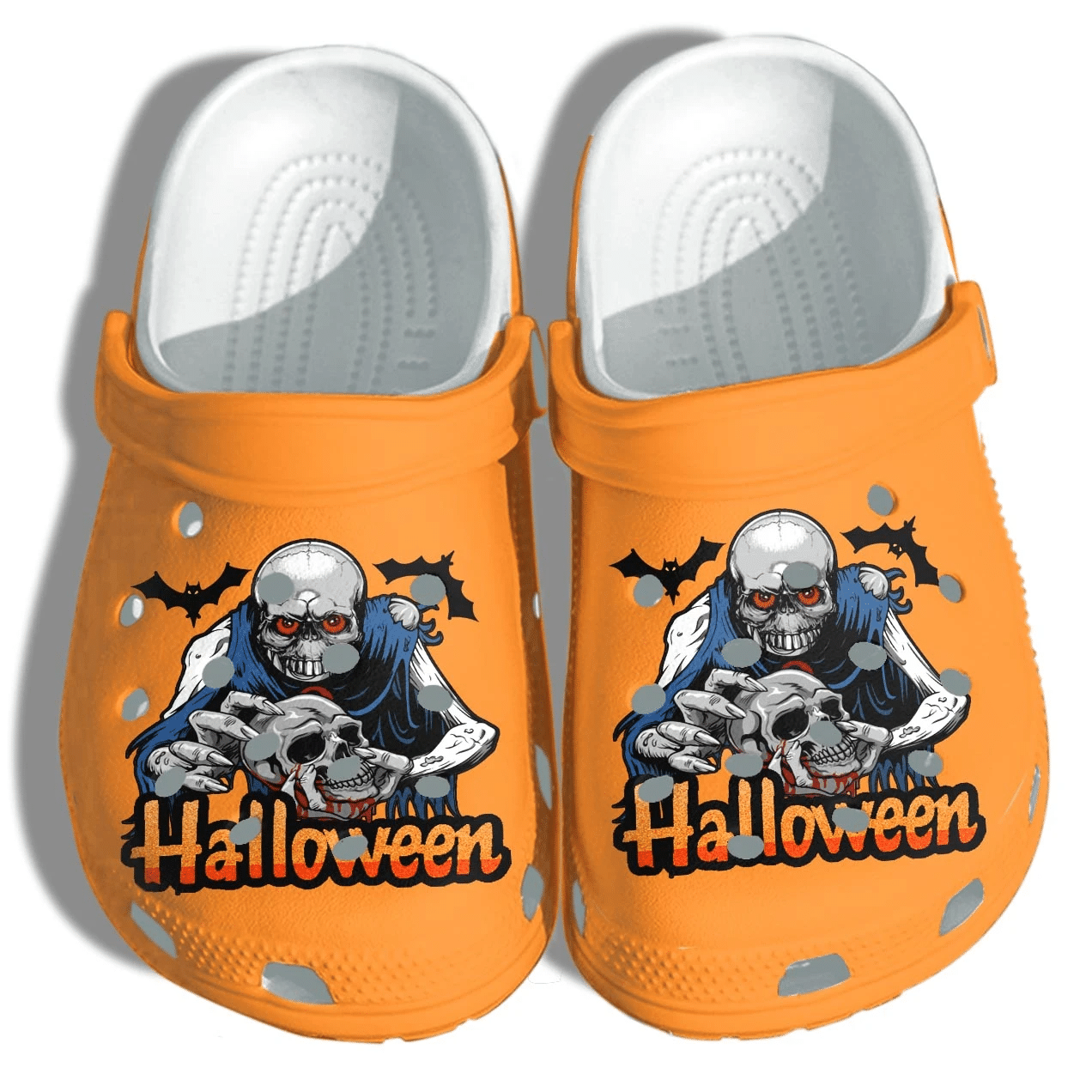 Footeball Player Skull Tattoo Holding Skullcap Shoes Clog   Halloween Crocs Crocband Clog Birthday Gift For Man Son Friend