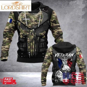 France Skull Army Veteran 3D Hoodie