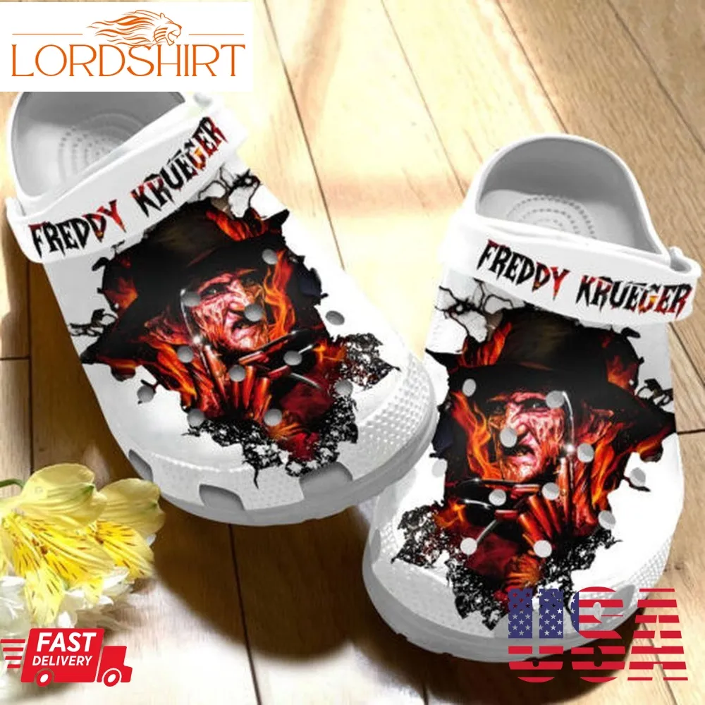 Freddy Krueger Halloween White Theme Crocs Crocband Clog Comfortable Water Shoes