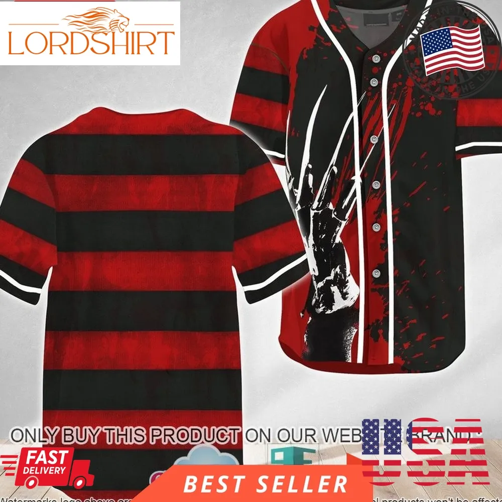 Freddy Krueger Horror Movie Halloween Baseball Jersey