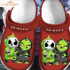 Friends Grinch And Jack Skellington Crocs Classic Clogs Shoes Halloweener