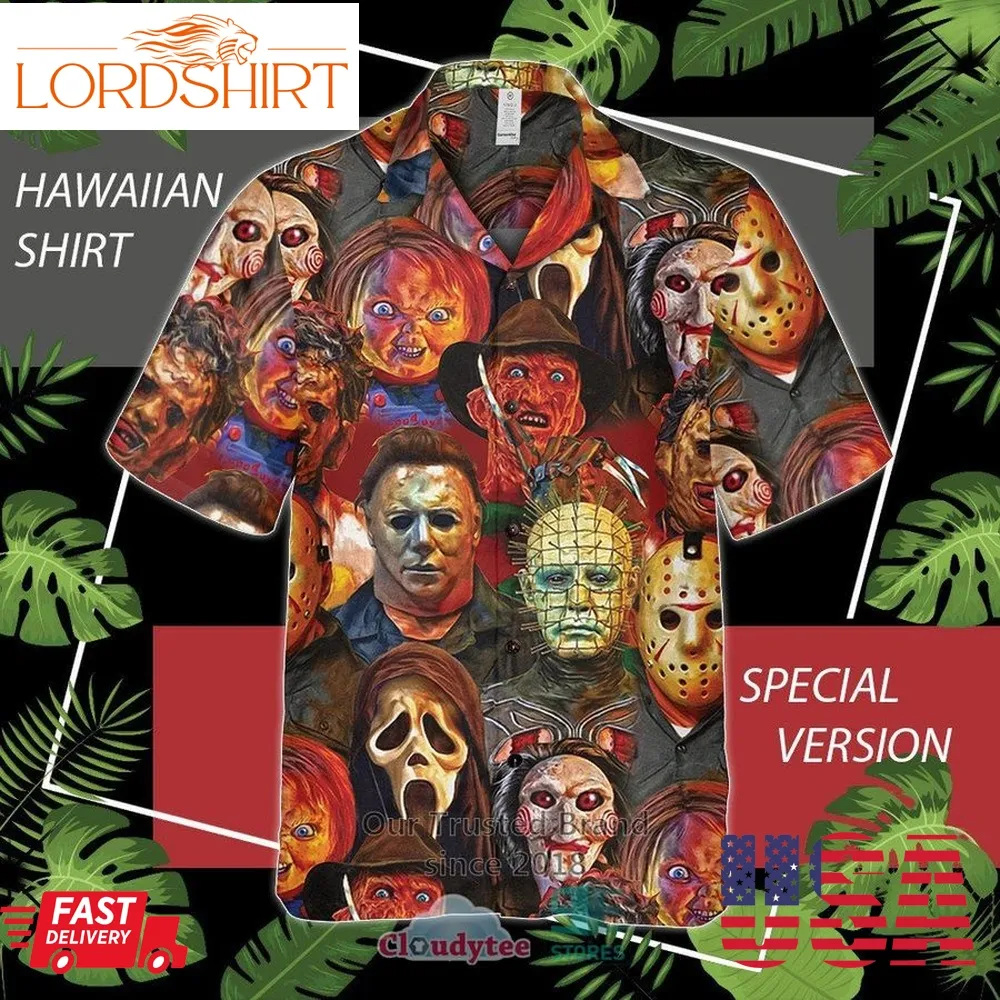 Friends Halloween Horror Movies Hawaiian Shirt