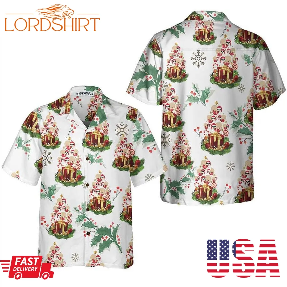 Funny Christmas Tree Sloths Hawaiian Shirt