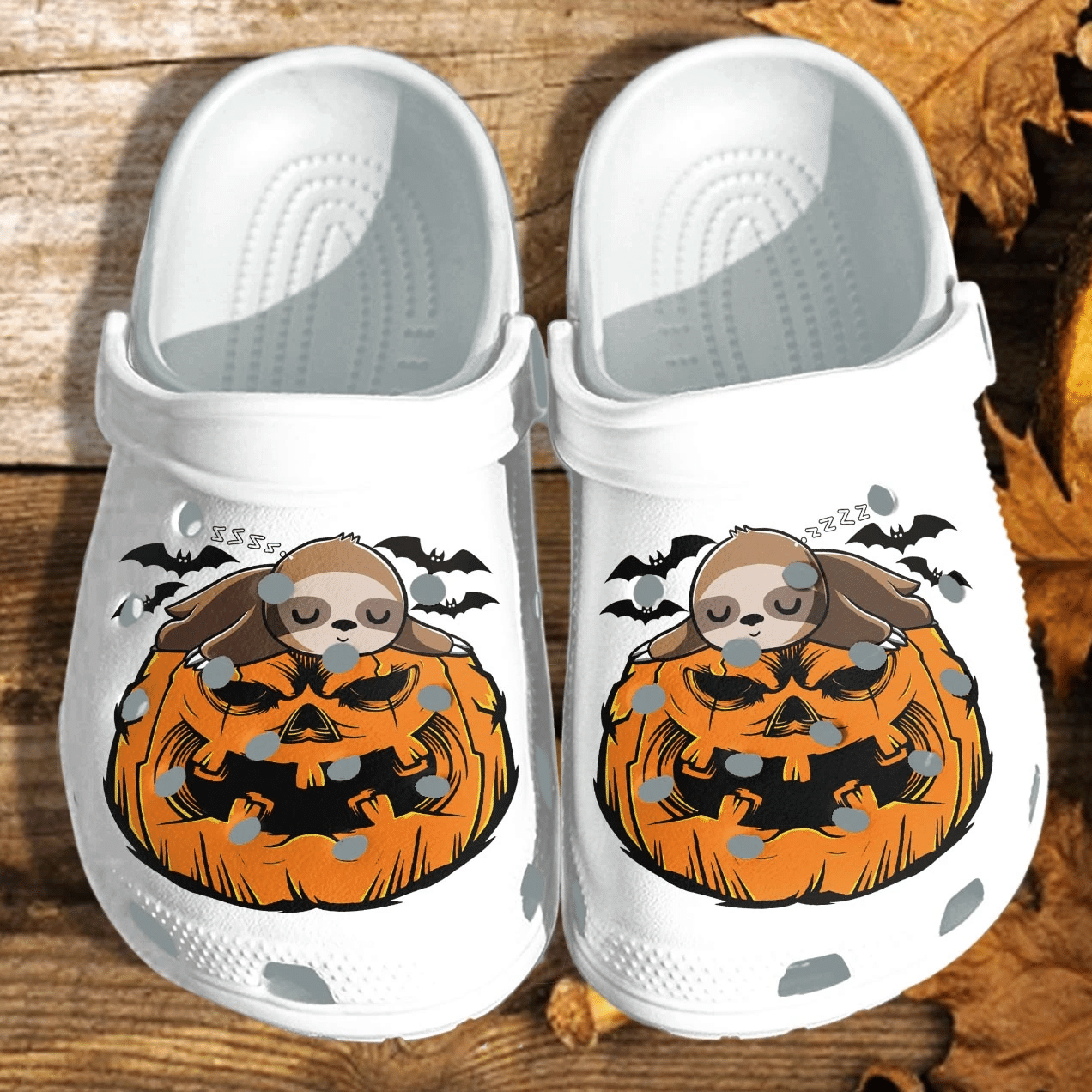 Funny Sloth Hug Pumpkin Shoes Clog   Halloween Crocs Crocband Clog Birthday Gift For Girl Women