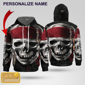 Gambar Bajak Laut Tengkorak Keren Pirates Skull Hoodie 3D Custom