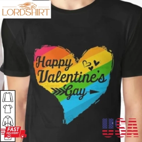 Gay Happy Valentines Day Shirt Drapeau Lgbt Rainbow Pride Rainbow Heart