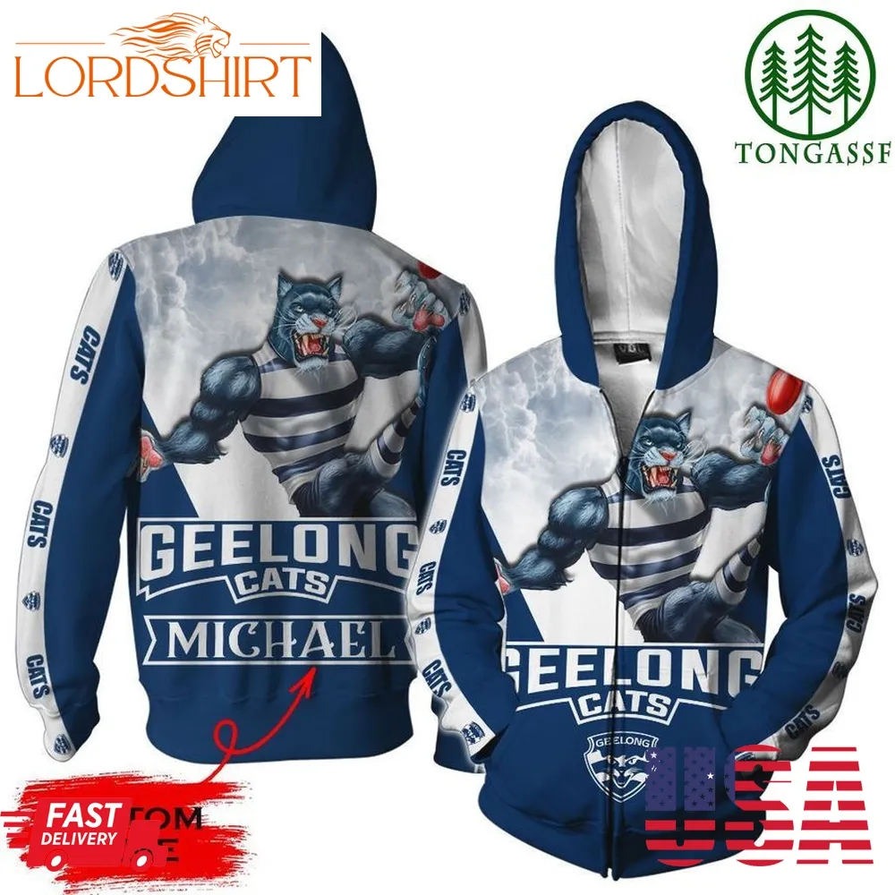 Geelong Cats Afl 3D Custom Name Hoodie