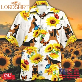 German Shepherd Dog Lovers Sun Flower Hawaiian Shirt