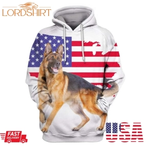 German Shepherd Dogs Under American Flag 3D Hoodie 03