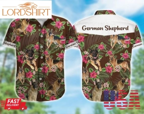 German Shepherd Hawaii Shirt, Shepherd Shirt, Shepherd Button Shirt, Summer Shirts, Dog Owner Gift, Tropical Shirt, Holiday Shirt