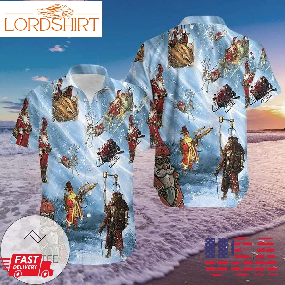 Get Here Hawaiian Aloha Shirts Merry Steampunk Christmas