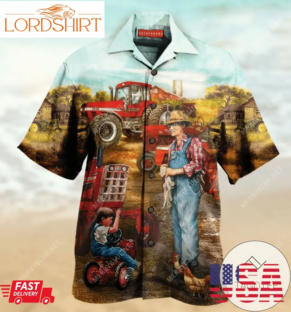 Get Now Awesome Fatherhood In Farm Unisex Authentic Hawaiian Shirt 2023