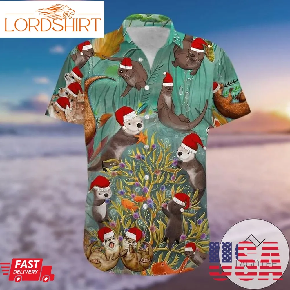 Get Now Happy Santa Otter Christmas Hawaiian Aloha Shirts