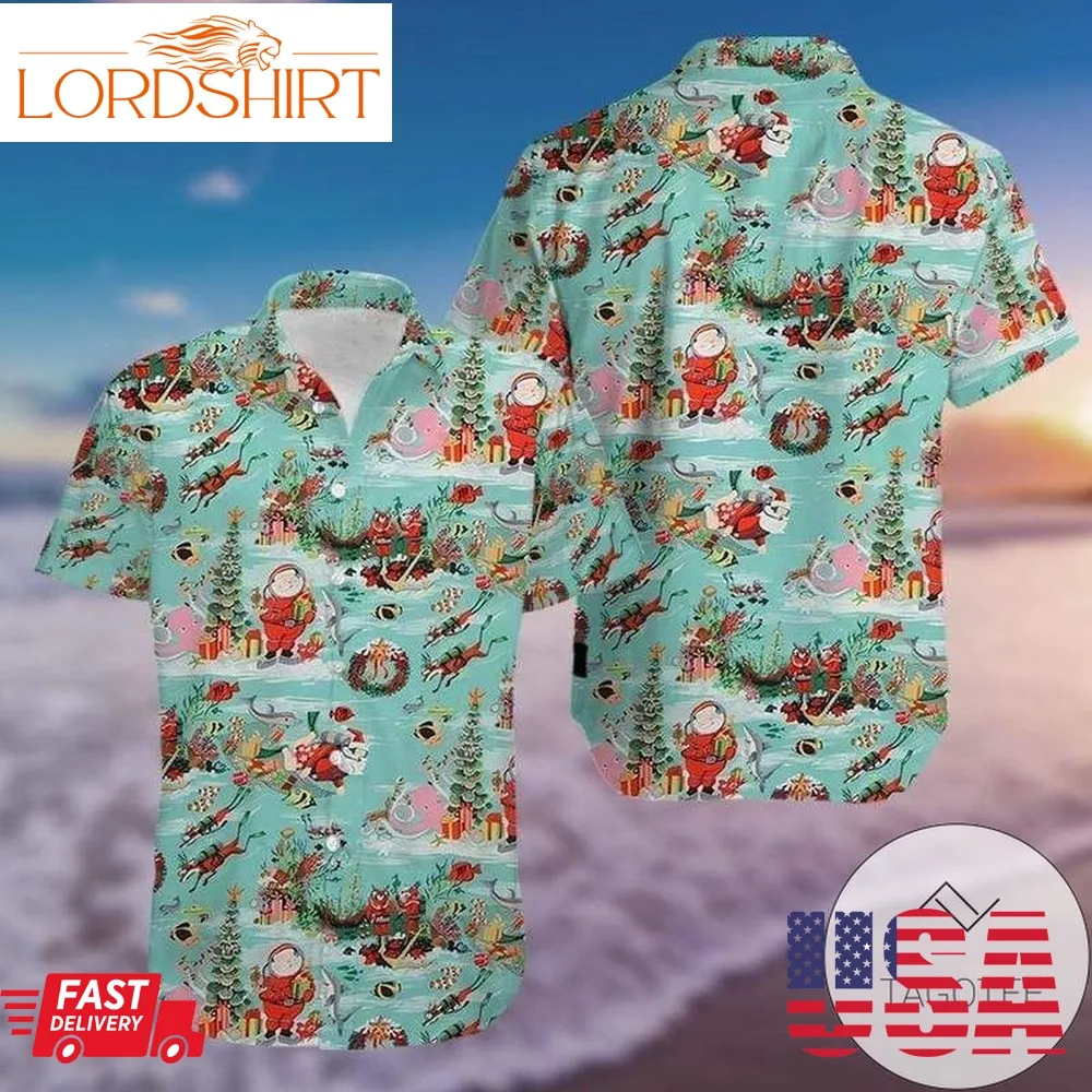 Get Now Hawaiian Aloha Shirts Christmas Santa Claus Scuba Diving