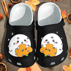 Ghost Eats Pumpkin Shoes Clog   Halloween Pumpkin Crocs Crocband Clog Birthday Gift For Boy Girl