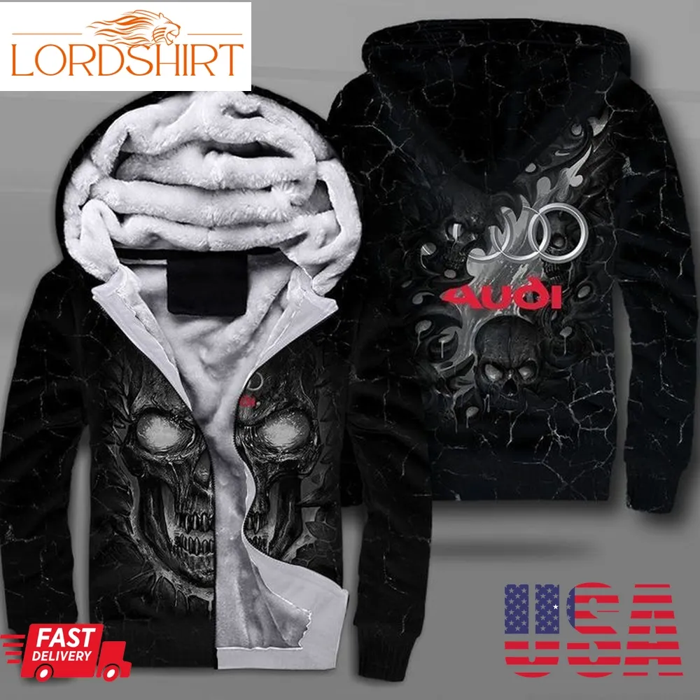 Gift For Audi Lover Skull Audi Fleece Hoodie