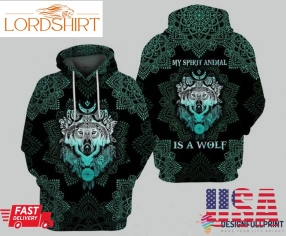 Gift For Wolf Lover Personalized My Spirit Animal Is A Wolf Mandala Us Unisex Hoodie Hg