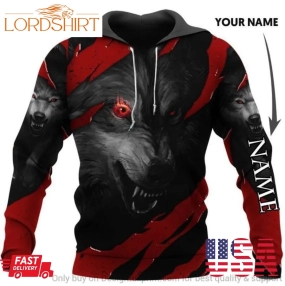 Gift For Wolf Lover Red Eyes Wolf Im Not The Hero You Wanted Im The Monster You Needed Personalized Pullover Or Zip Up Hoodie Or Sweater Or Fleece Hoodie Unisex Hg