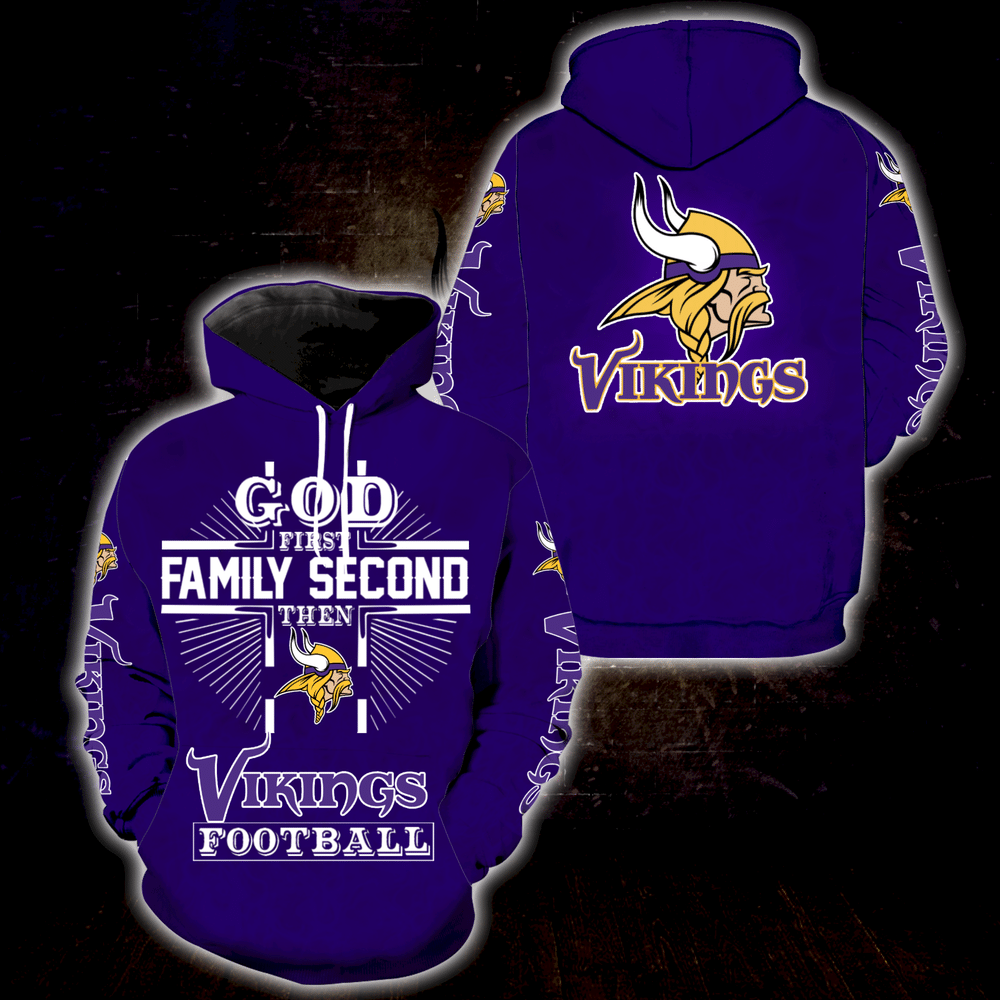 God 1St Family 2Nd Then Minnesota Vikings Full Over Print S1512 Hoodie