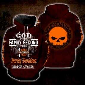 God First Family Second Then Harley Davidson Full Print S1392 Hoodie