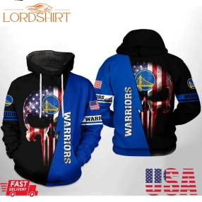 Golden State Warriors Nba Us Flag Skull Team Golden State Warriors 3D Hoodie Gift For Golden State Warriors Fans