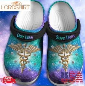 Gradient Glitter Nurse Crocs Shoes Clogs   Live Love Custom Crocs Shoes Clogs Birthday Gift For Women Girl Men Women Boy Girl