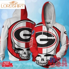 Grateful Dead Georgia Bulldogs Bolt Skull Pullover And Zip Pered Hoodies Custom 3D Graphic Printed 3D Hoodie All Over Print Hoodie For Men For Women