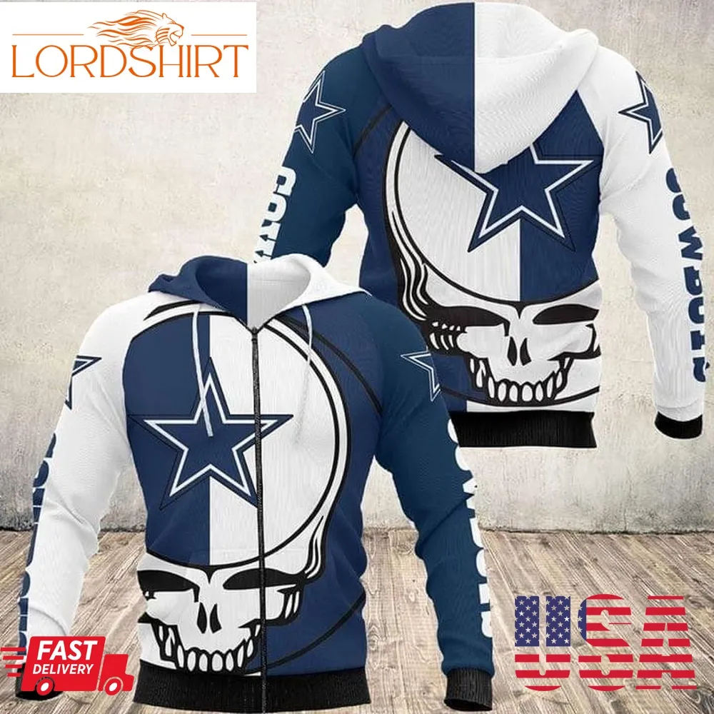 Grateful Dead Skull Dallas Cowboys Pullover And Zip Pered Hoodies Custom 3D Graphic Printed 3D Hoodie All Over Print Hoodie For Men For Women