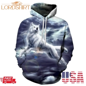 Gray Wolf 3D Sweatshirt Pullover Hoodie