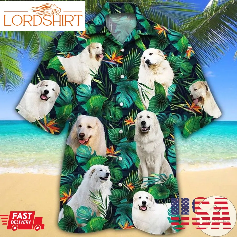 Great Pyrenees Dog Lovers Tropical Leaves Hawaiian Shirt