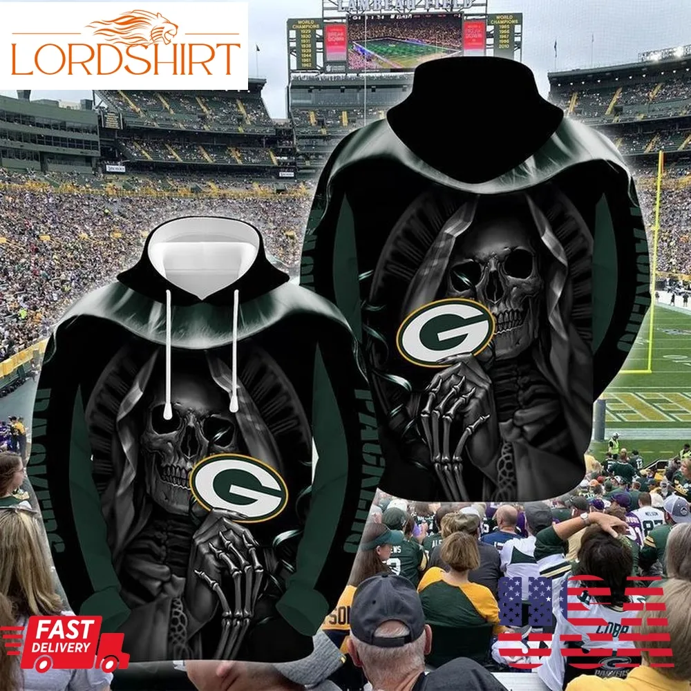 Green Bay Packers Nfl Football Skull Hold Logo 3D Hoodie Sweatshirt For Fans Men Women Green Bay Packers All Over Printed Hoodie Green Bay Packers 3D Full Printing Shirt