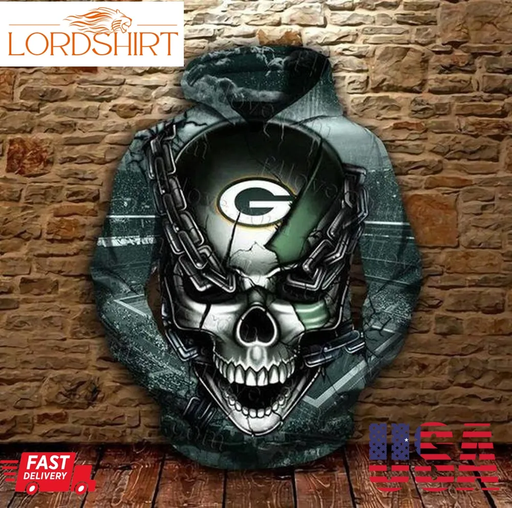 Green Bay Packers Skull 3D Hoodie For Men For Women All Over Printed Hoodie