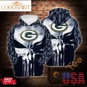 Green Bay Packers Skull Camo Pattern Hoodie 3D