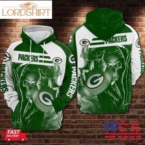 Green Bay Packers Skull Death Hold Logo 3D Hoodie Sweatshirt