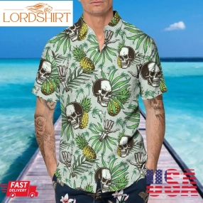 Green Pineapple Skull Hawaiian Shirt, This Trends Summer Beach Shirt For Men Women