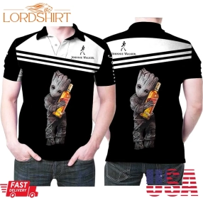 Groot Loves Johnnie Walker 3D Designed For Johnnie Walker Drinking Fans Johnnie Walker Drinking Lovers Polo Shirt All Over Print Shirt 3D T Shirt