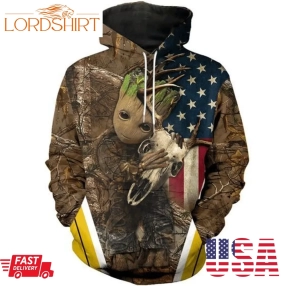 Groot Skull Deer Camo Deer Hunting 3D Hoodie For Men For Women All Over Printed Hoodie