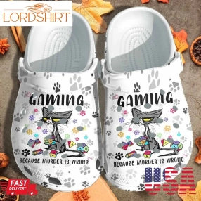 Grumpy Cat Custom Crocs Shoes Clogs   Gaming Because Murder Is Wrong Outdoor Crocs Shoes Clogs Birthday Gift For Boy Girl Son Daughter