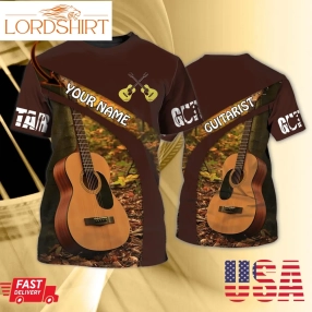 Guitar Fall Leaf Custom Name 3D Tshirt