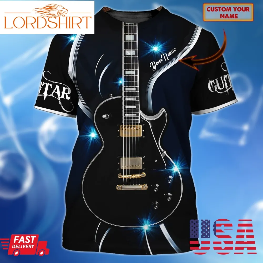 Guitar Lover Polished Black Custom3d T Shirt