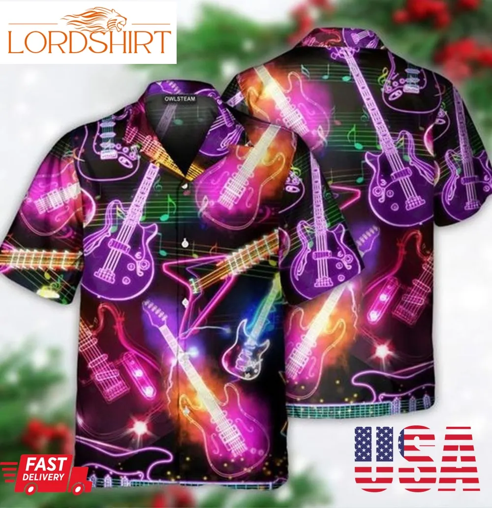 Guitar Neon Amazing Christmas Hawaiian Shirt