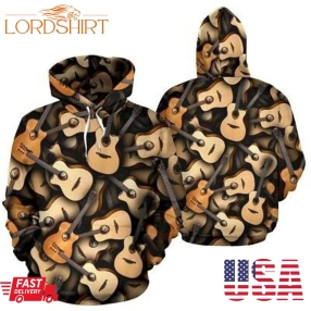 Guitar Stacking Color Of Object Gold Brown 3D Hoodie Sweatshirt