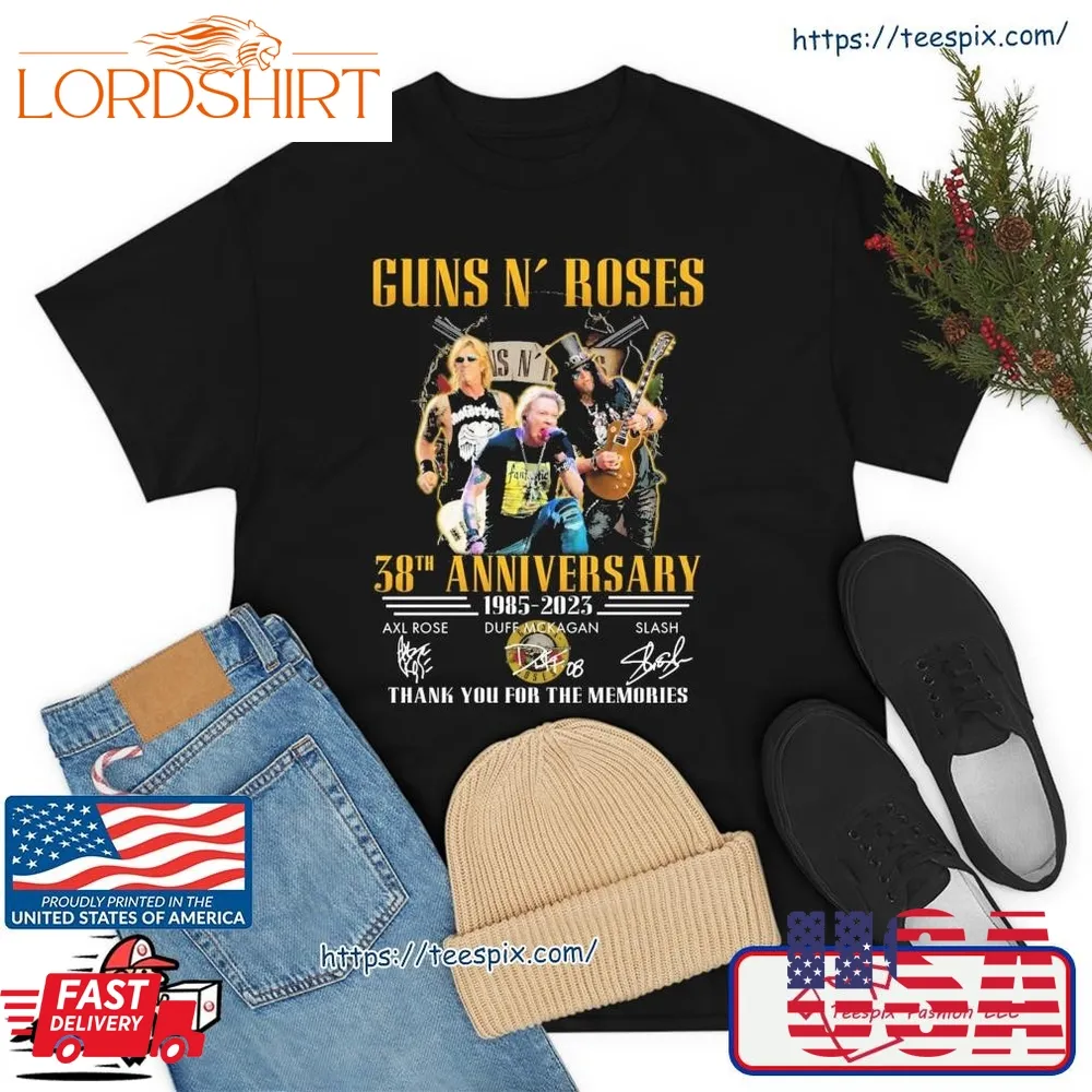 Guns N' Roses 38Th Anniversary 1985 2023 Thank You For The Memories Signatures Shirt