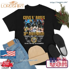 Guns N' Roses 8Th Anniversary 1985 2023 Thank You For The Memories Signatures Shirt