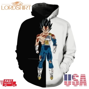 Half Black Half White Ultra Instincts Vegeta Dragon Ball Super Hoodie 3D