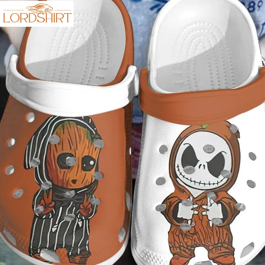 Halloween Baby Groot And Cute Jack Skellington Crocs Clogs Halloweener