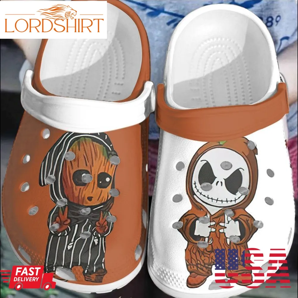 Halloween Baby Groot And Cute Jack Skellington Crocs Clogs