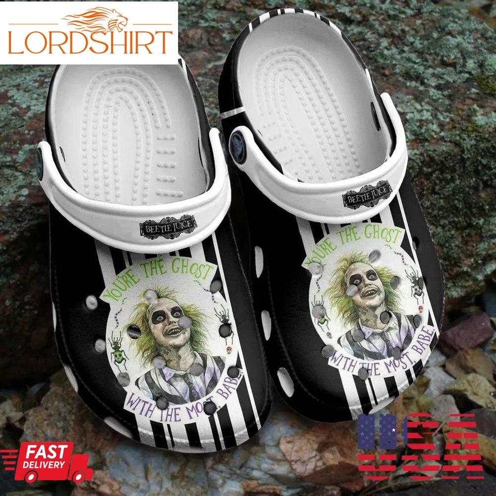 Halloween Beetlejuice YouRe The Ghost With The Most Babe Crocs Crocband Clogs